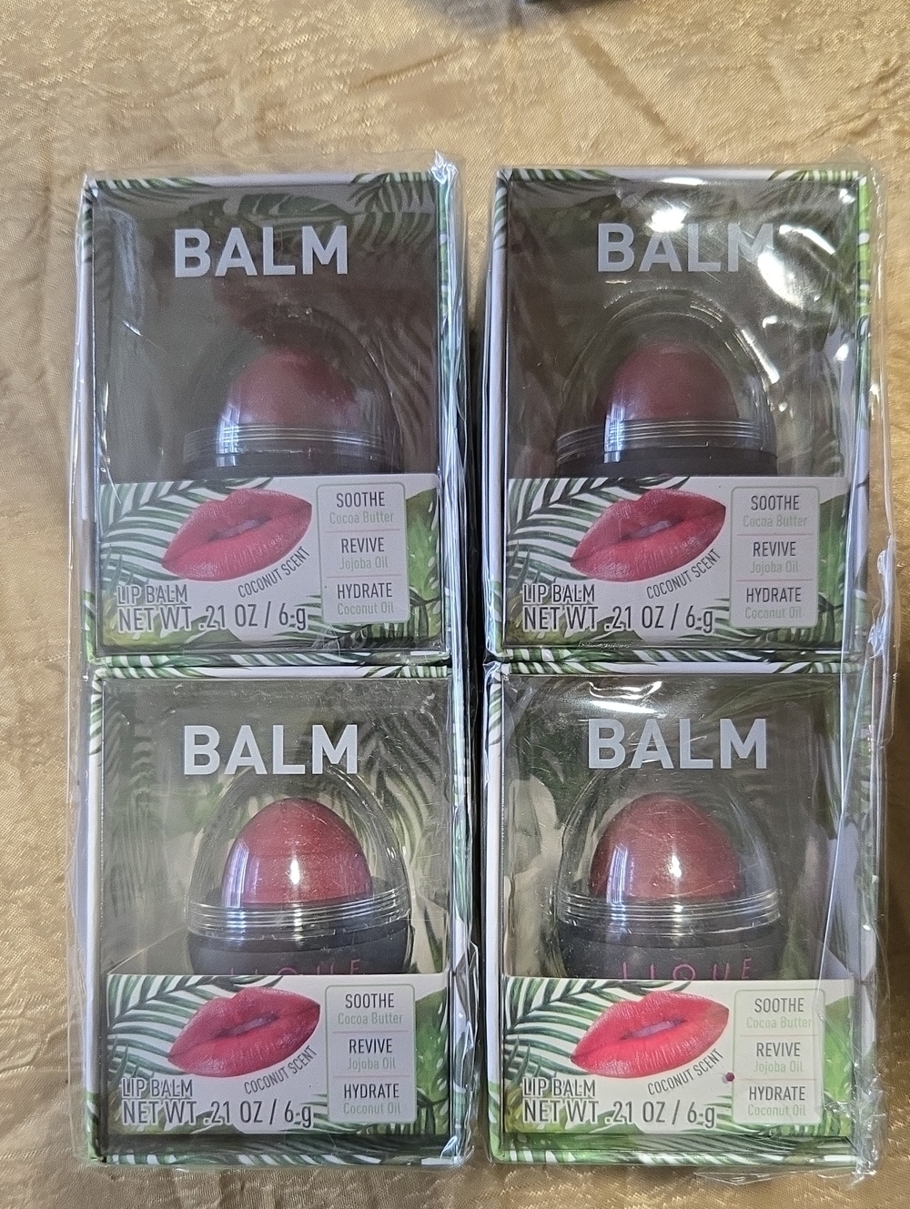 Lique Lip Care- 4 Pack-Coconut Scent Pink Lip Balm - Hydrating Sheer Pink
